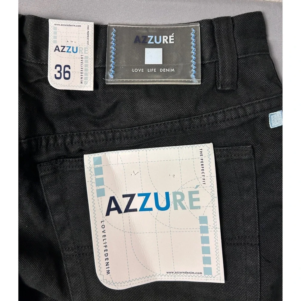 Vintage Y2K AZZURE Mens Jeans‎ 36x34 Black Straight Leg Baggy NEW NWOT